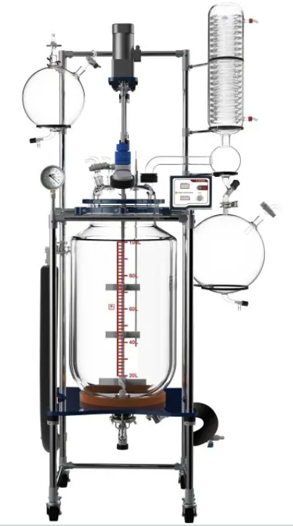 single jacketed 100L glass reactor